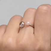 Inel argint cu perla naturala alba si bila DiAmanti SK25219R_W-G